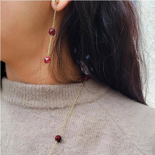 Boucles d'Oreilles Grenat